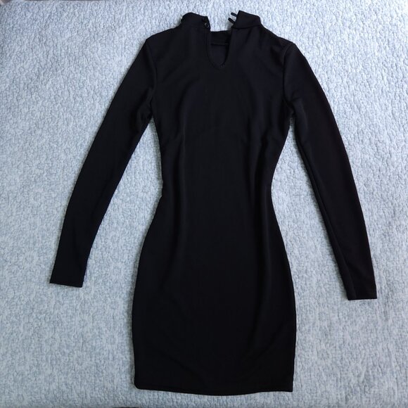 NWT Nasty Girl Black High Neck Bodycon Dress, Size 4 - Picture 2 of 9